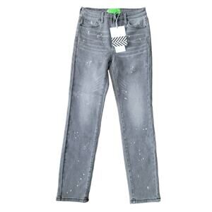 Free People x Sandrine Rose Skinny Jeans Polka Gray Size 26 NWT